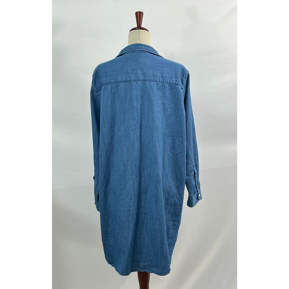 FRANK & EILEEN Sz XL Denim Mary Shirt Dress Stonewashed Vintage Tattered - Picture 5 of 9